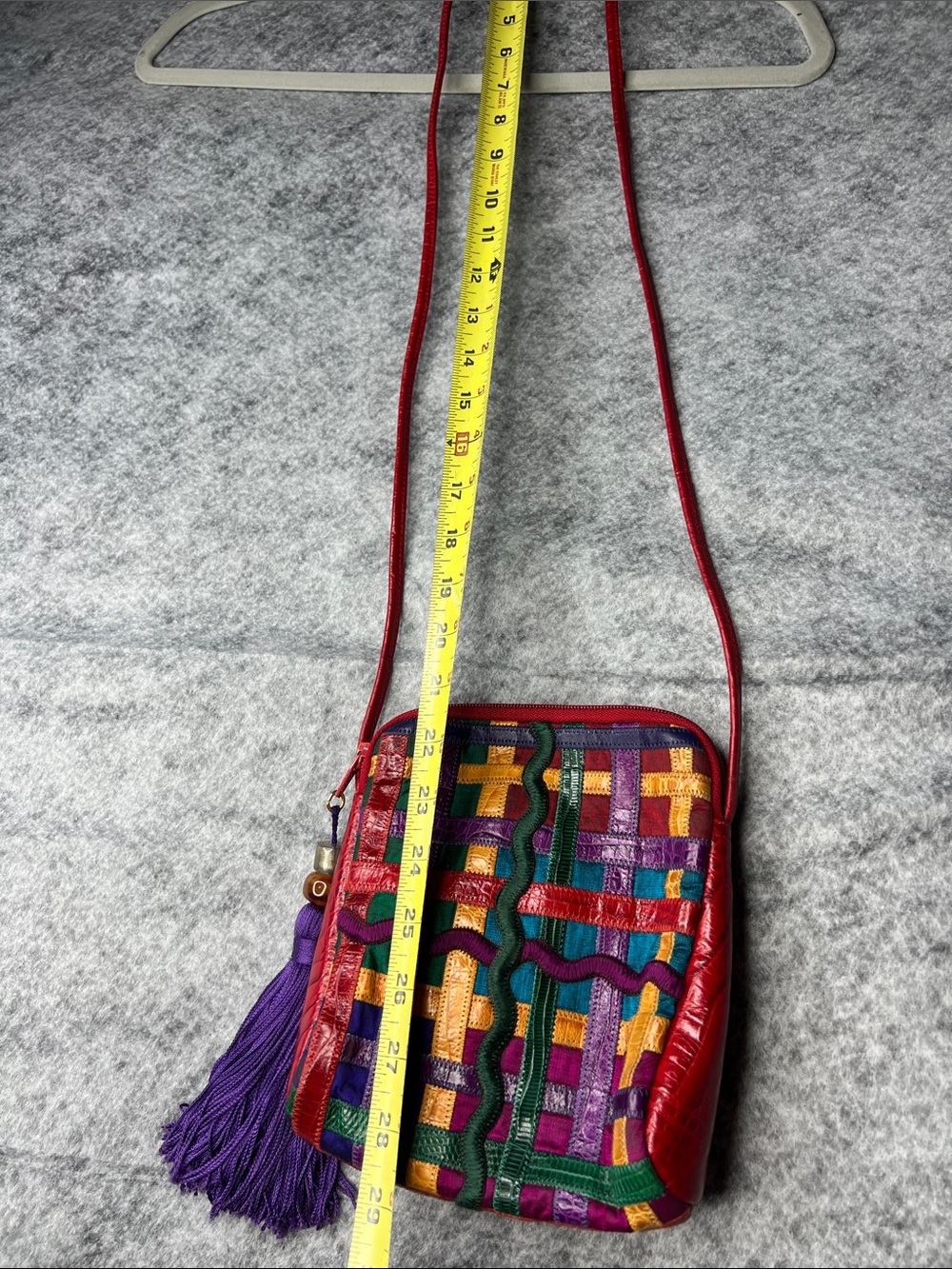 Sharif Multicolor Woven Crossbody Bag with Purple Tassel - Picture 5 of 11
